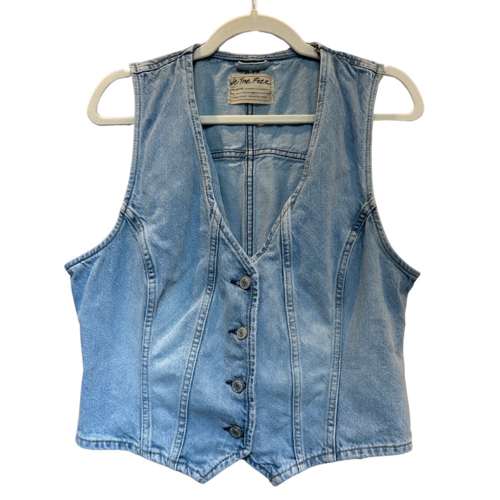 Free People We The Free Tate Denim Vest – First Love – Size Large